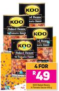 Koo Baked Beans In Tomato Sauce-For 4 x 410g