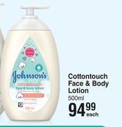 Johnson's Cotton Touch Face & Body Lotion-500ml Each