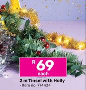 2m Tinsel With Holly-Each