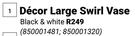 Decor Large Swirl Vase Black & White