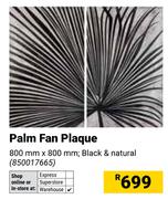 Palm Fan Plaque Black & Natural-800mm x 800mm