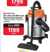 Bennett Read 20L Titan 20 Wet & Dry Vacuum Cleaner BJ1922-P1200-20