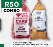 1 x Potato Bag 3Kg, 1 x Sweet Potato Carry Pocket 2Kg-Combo