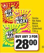 Simba Nik Naks Maize Snack (Selected)-For Any 3 x 135g