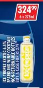 Ice Tropez Exotic 6.5% Sparkling Wine Cocktail (Non Returnable Bottles)-6 x 275ml