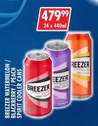 Breezer Watermelon/Blackberry/Peach Spirit Cooler Cans-24 x 440ml Each