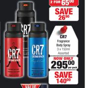 CR7 Fragrance Body Spray Assorted-3 x 150ml Per Pack