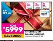 Samsung 109cm (43") UHD Smart TV UA43DU7000KXXA