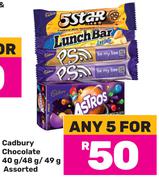 Cadbury Chocolate Assorted-For Any 5 x 40g/48g/49g