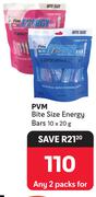 PVM Bite Size Energy Bars-For Any 2 x 10 x 20g