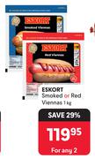Eskort Smoked Or Red Viennas-For Any 2 x 1Kg