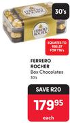Ferrero Rocher Box Chocolates-30's Each