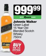 Johnnie Walker Green Label 15 Year Old Blended Scotch Whisky-750ml