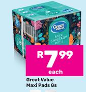 Great Value Maxi Pads-8s