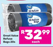 Great Value Refuse Bags-20s Each