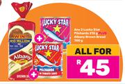 2 x Lucky Star Pilchards 215g Plus Albany Brown Bread 700g-All For
