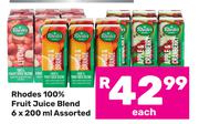 Rhodes 100% Fruit Juice Blend Assorted-6 x 200ml 