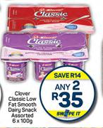 Clover Classic Low Fat Smooth Dairy Snack Assorted-Any 2 x 6 x 100g