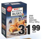 Spar Rusks (Selected)-450g/500g Each
