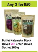 Buffet Kalamata, Black Olives Or Green Olives Sachet-For 3 x 200g