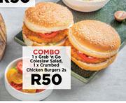 1 x Grab n Go Coleslaw Salad, 1 x Crumbed Chicken Burgers 2s-Combo