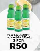 Food Lover's 100% Lemon Juice-For 3 x 350ml