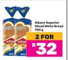 Albany Superior Sliced White Bread-For 2 x 700g