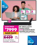 Samsung 55"(139cm) UHD Crystal TV UA55DU7000KXX Plus Essential C-Series Soundbar HW-C400/XA