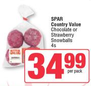 Spar Country Value Chocolate Or Strawberry Snowballs-4 Per Pack