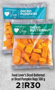 Food Lover's Diced Butternut Or Diced Pumpkin Bags-For 2 x 500g