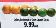 Onion, Butternut Or Gem Squash Socks-Each