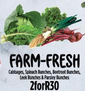 Cabbages, Spinach Bunches, Beetroot Bunches, Leek Bunches & Parsley Bunches-For 2
