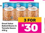 Great Value Baked Beans In Tomato Sauce-For 3 x 410g