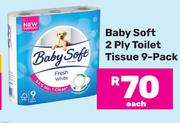 Baby Soft 2 Ply Toilet Tissue (9 Pack)-Each