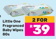 Little One Fragranced Baby Wipes 80's Pack-For 2