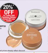 Yardley Absolute Translucent Loose Powder Or StayFast 16HR Matte Mousse Foundation SPF15-Each