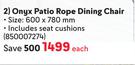Terrace Leisure Onyx Patio Rope Dining Chair-Each