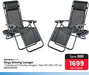 Terrace Leisure Onyx Gravity Lounger-Per 2 Pack
