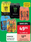 Monster Energy Drink (All Variants)-4 x 500ml