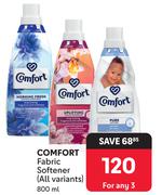 Comfort Fabric Softener (All Variants)-For 3 x 800ml