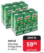 Nestle Milo Malt Energy Drink-6 x 200ml