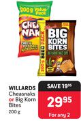 Willards Cheasnaks Or Big Korn Bites-For 2 x 200g