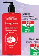 Nature's Nourishment Liquid Hand Wash Assorted-450ml
