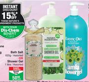Nature's Nourishment Bath Salt 620g Or Shower Gel 1Ltr Assorted-Each