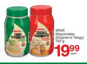 Spar Mayonnaise (Original Or Tangy)-750g Each
