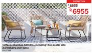 Naterial Coffee Set Bamboo Including 1 Two Seater Sofa 2 Armchairs And 1 Table
