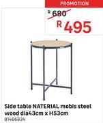 Naterial Side table Mobis Steel Wood Dia 43cm x H53cm