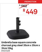 Umbrella Base Square Concrete Charcoal Grey Steel 35cm x 35cm x 31cm (12Kg)