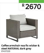 Naterial Coffee Armchair Noa Fix Wicker & Steel (Dark Grey)