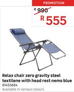 Relax Chair Zero gravity Steel Textilene With Head Rest (Nemo Blue)